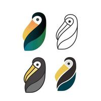 Toucan macaw bird logo design set vector