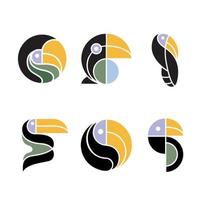 Toucan macaw bird logo design set vector