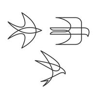 Swallow logo icon mono line design set vector