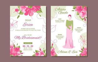 Flat Floral Bridesmaid Invitation Template vector