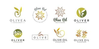 Olive logo collection with modern creative element Premium Vector