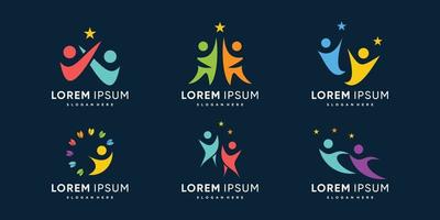 People logo collection with reach the dream concept Premium Vector