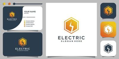 Electric logo with modern hexagon concept Premium Vector