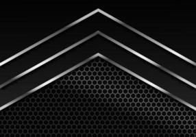 textura de fibra de carbono oscura abstracta y líneas de metal cromo sobre fondo de diseño de tecnología moderna de hexágono metálico vector