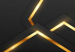 Abstract Premium Black Geometric Overlap Layers with Stripe Golden Line Luxury Style on Dark Background with Copy Space vector