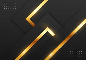 Abstract Premium Black Geometric Overlap Layers with Stripe Golden Line Luxury Style on Dark Background with Copy Space vector