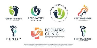 Podiatrist logo set with creative element style Premium Vector