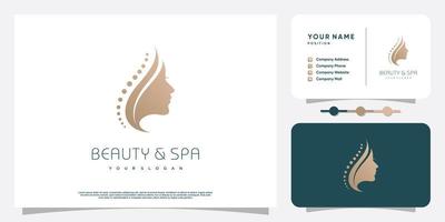 diseño de logotipo woamn con vector premium de concepto de belleza y spa