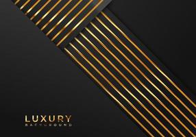 Abstract Premium Black Geometric Overlap Layers with Stripe Golden Line Luxury Style on Dark Background with Copy Space vector