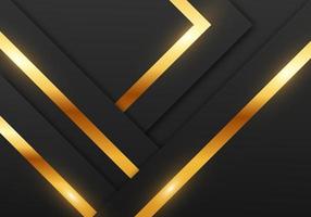 Abstract Premium Black Geometric Overlap Layers with Stripe Golden Line Luxury Style on Dark Background with Copy Space vector