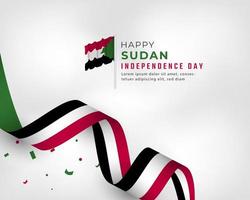 feliz día de la independencia de sudán 1 de enero celebración ilustración de diseño vectorial. plantilla para poster, pancarta, publicidad, tarjeta de felicitación o elemento de diseño de impresión vector
