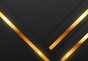 Abstract Premium Black Geometric Overlap Layers with Stripe Golden Line Luxury Style on Dark Background with Copy Space vector