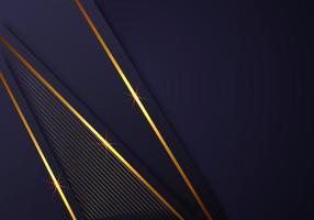 Abstract Shiny Gold Lines Diagonal Overlap Luxurious Dark Navy Purple Background with Copy Space for Text vector