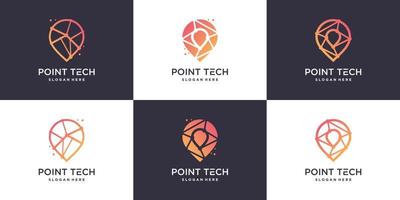 colección de logotipo de punto con vector premium de estilo moderno de tecnología creativa