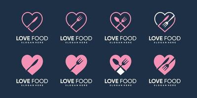 Love food logo collection with creative element style Premium Vector