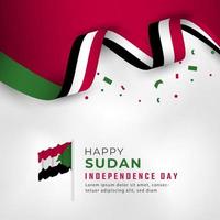 Happy Sudan Independence Day January 1st Celebration Vector Design Illustration. Template for Poster, Banner, Advertising, Greeting Card or Print Design Element