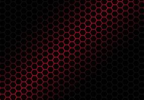 Abstract Red Light Hexagon Line in Grey Modern Luxury Futuristic Background vector