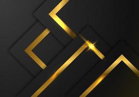 Abstract Premium Black Geometric Overlap Layers with Stripe Golden Line Luxury Style on Dark Background with Copy Space vector