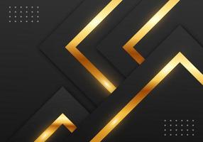 Abstract Premium Black Geometric Overlap Layers with Stripe Golden Line Luxury Style on Dark Background with Copy Space vector