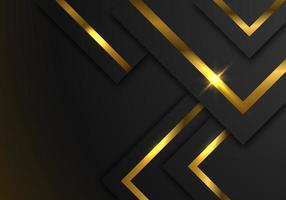 Abstract Premium Black Geometric Overlap Layers with Stripe Golden Line Luxury Style on Dark Background with Copy Space vector