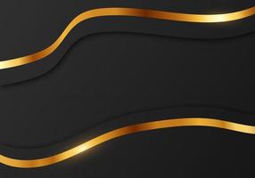 Abstract Premium Shiny Color Gold Wave Luxury on Dark Background with Copy Space vector