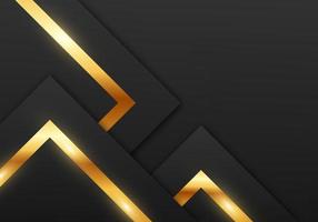 Abstract Premium Black Geometric Overlap Layers with Stripe Golden Line Luxury Style on Dark Background with Copy Space vector