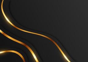 Abstract Premium Shiny Color Gold Wave Luxury on Dark Background with Copy Space vector