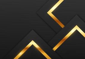 Abstract Premium Black Geometric Overlap Layers with Stripe Golden Line Luxury Style on Dark Background with Copy Space vector