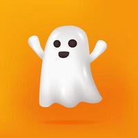 Emoticon emoji fantasma lindo 3d o elemento de ilustración para la fiesta de halloween vector