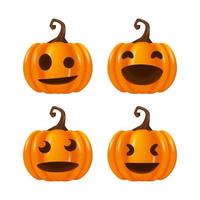 Set of Happy smile emoticon jack o lantern 3d pumpkin lantern for halloween vector