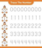 Trace the number. Tracing number with Gingerbread Man. Educational children game, printable worksheet, vector illustration