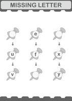 Missing letter with Push Pin. Worksheet for kids vector