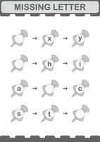 falta letra con alfiler. hoja de trabajo para niños vector
