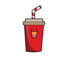 Vector fast food character, soda, lemonade fast food drink with happy character