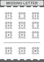 Missing letter with Test Tube. Worksheet for kids vector