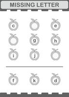 Missing letter with Apple. Worksheet for kids vector