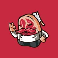 Creative Meat Guy Cartoon Character Logo Template