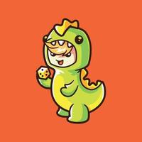 Playful Kid Wearing Godzilla Costume Logo Template vector