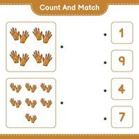 Count and match, count the number of Golf Gloves and match with the right numbers. Educational children game, printable worksheet, vector illustration