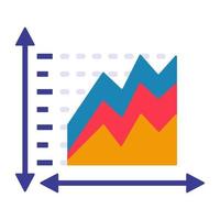 Mountain chart icon, editable vector