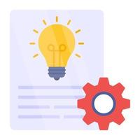 Light bulb with gears showcasing idea generation icon vector