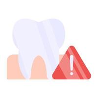 Conceptual flat design icon of tooth alert vector