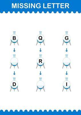 Missing letter with Florence Flask. Worksheet for kids