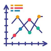 Flat design icon of polyline chart vector