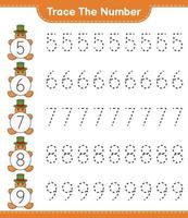 Trace the number. Tracing number with Gingerbread Man. Educational children game, printable worksheet, vector illustration