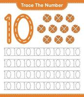 Trace the number. Tracing number with Cookie. Educational children game, printable worksheet, vector illustration