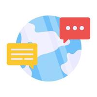 Flat design icon of global chat vector