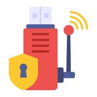 Usb security icon, editable vector