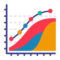 Flat design icon of polyline chart vector