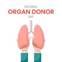 dia nacional del donante de organos con pulmones vector